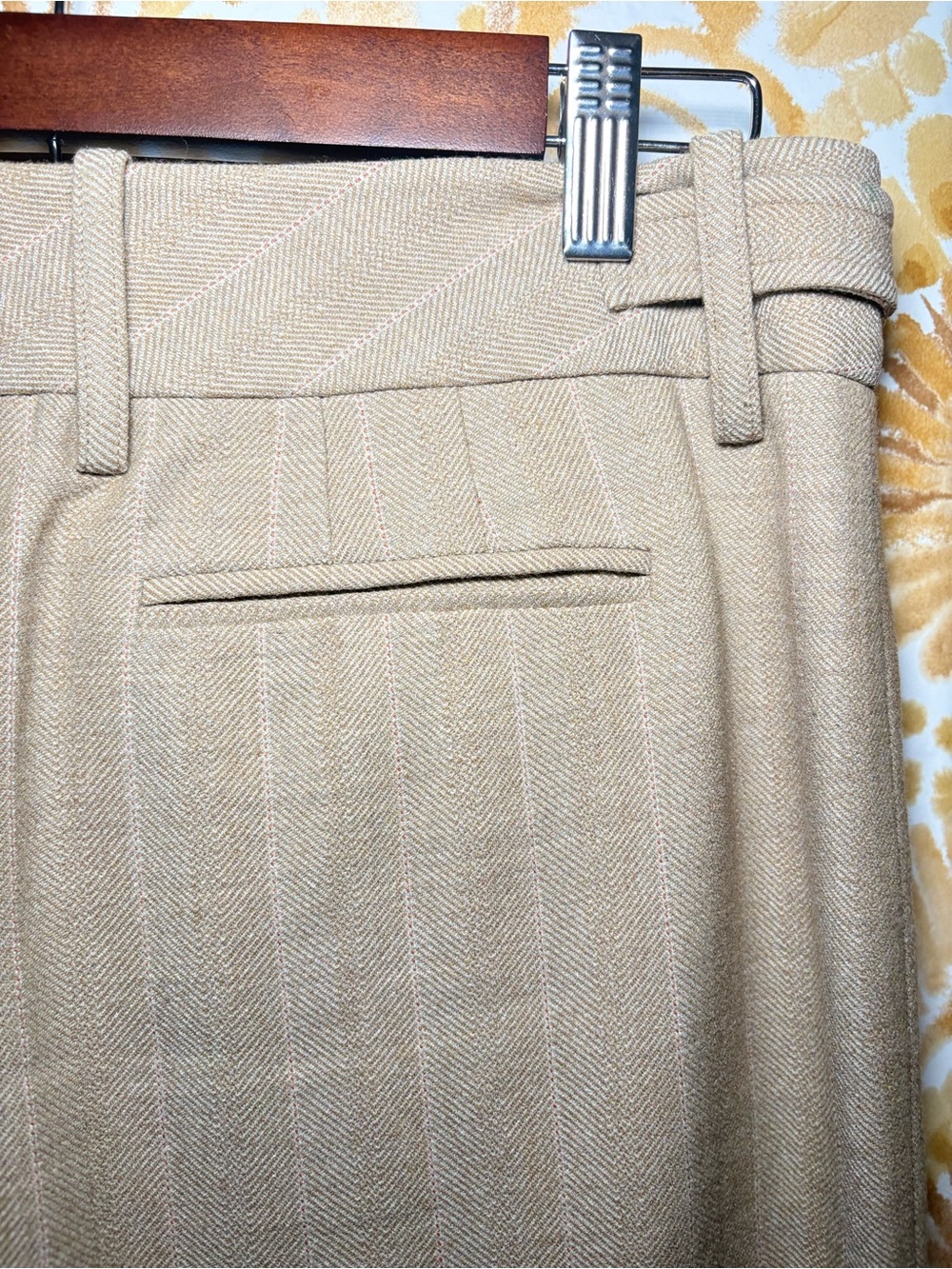 LOFT Cream Pinstripe Trousers Women's Tailored Straight Leg Career Office Pants - Picture 8 of 11